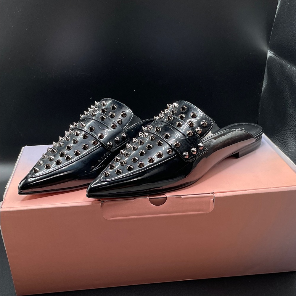 Elegant Black Studded Mules